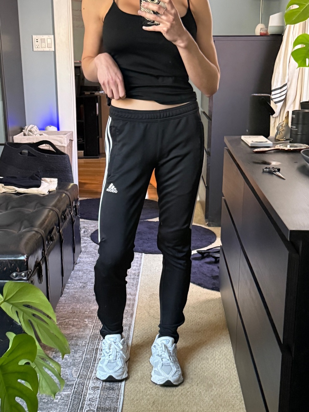 adidas Black Jogger Pants with White Side Stripes